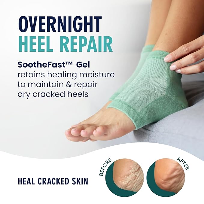 Dr. Frederick's Original Moisturizing Heel Socks for Dry Cracked Heels Treatment - Infused with Olive Oil, Jojoba Oil and Vitamin E - 2 Pairs - Valentines Day Gifts for Her & Him - Green Aloe