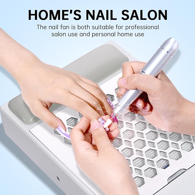 Nail Dust Collector, Cordless Dust Collector Nail Tech, Professional 550PA Vacuum Fan Vent Dust Extractor Quiet Dust Suction Machine for Acrylic Nails Polishing, Nail Salon&Home