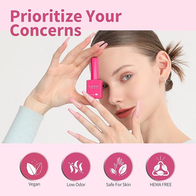 CANNI Hot Pink Gel Nail Polish, 1Pcs Neon Pink Gel Polish Pink Color High Gloss Soak Off U V French Nail Manicure Salon DIY