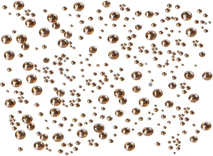 Bymitel 5000 Pieces 6 Mixed Sizes Glue Fix on Glass Rhinestones Round Crystal Gems Flatback for DIY Jewelry Making with one Picking Pen(6-Sizes 5000PCS, Lt. Topaz)
