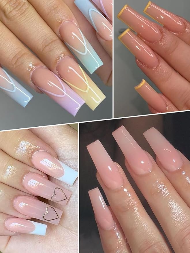 TOROKOM Poly Extension Gel Dual Nail Forms 150Pcs Coffin Clear Nail Forms Full Cover Coffin Nail Molds 15 Sizes for Gel Manicure Nail Art Design Salon&DIY