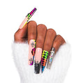 LOVFUL Press on Nails Young Forever Black | Handmade with Full Covered Crystals | Reusable Full Cover Nails | Square Mid length 1.7 in | H28-M
