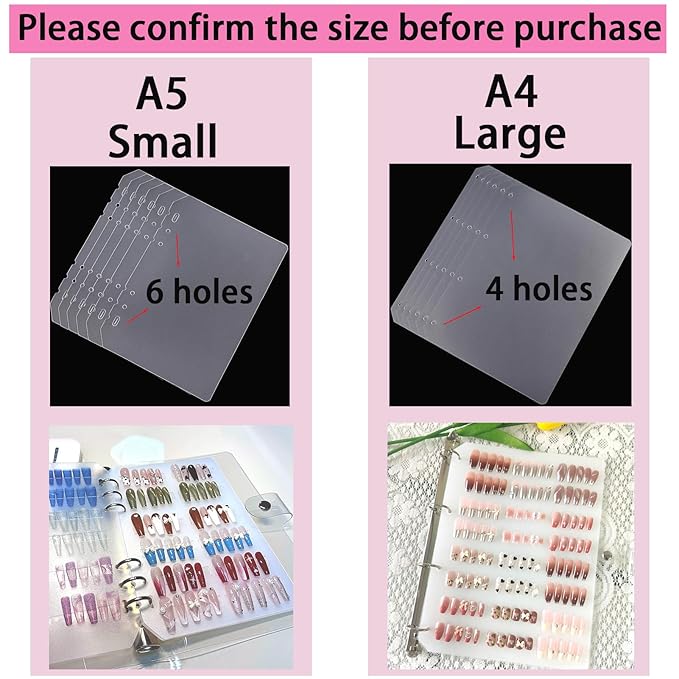 Large Press On Nails Organizer - A4 Storage Book Insert Pages for Fake Nail Salon Supplies