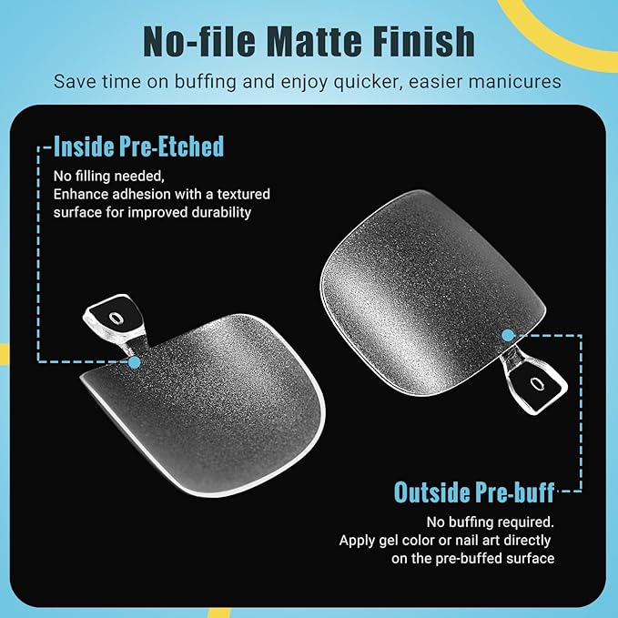 Clear Press on Toenails Short with Nail Glue Kit, SINOKAME Full Cover No File Matte Gel Toe Nail Tips for Regular &Small Toenail Beds Short Lengths, 300 Pcs 15 Inclusive Sizes for up to 10 Pedicures