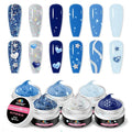Christmas Solid Builder Gel Kit, EABNKU 6 Colors Solid Builder Gel for Nails Blue Collection Glitter Non Sticky Nail Extension 3D Sculpting for Winter Nail Starter Kit 15g*6 (3 OZ)