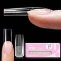 Beetles Tipex Lite Instant Apex Nail Tips, Long Square, 16 Sizes | 00–14, Built-in Apex Acrylic Tips for Flat & Natural Nail Beds, Beginner-Friendly Easy DIY Nail Extensions