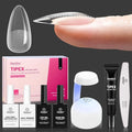 Beetles Tipex Instant Apex Nail Tips Kit – Almond Medium, 224PCS 16 Sizes | Pre-Etched, Thick Full Cover Acrylic Tips with Tipex Nail Glue, Dehydrator, Primer, Base & Top Coat, Mini UV Lamp