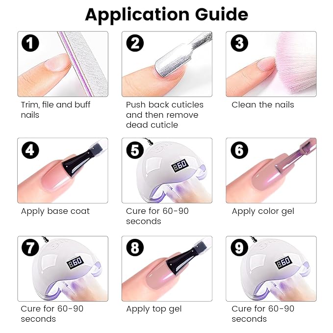 RARJSM Nude Gel Nail Polish Natural Rose Pink Purple Pearl Glitter Clear Sheer Nude Shimmer Gel Polish 15ml UV LED Soak Off Transparent Pink Color Home Salon French Manicure Varnish Curing Requires