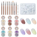Patting Gel Polish Set, 6 Color Gradient Painting Gel Blooming Nails with Grabbing Pen, 100 Nail Sponges for Ombre, Nail Art Brushes, for Ombre French Manicure DIY Design, C