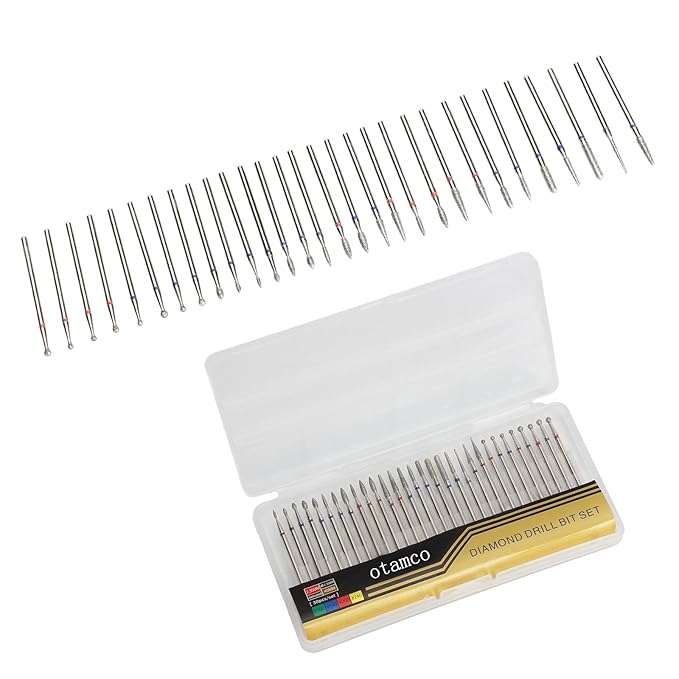 Professional Safety Diamond Nail Drill Bit Set, 3/32 inch Carbide Cuticle Bits for Electric Manicure and Pedicure, 30 Pieces