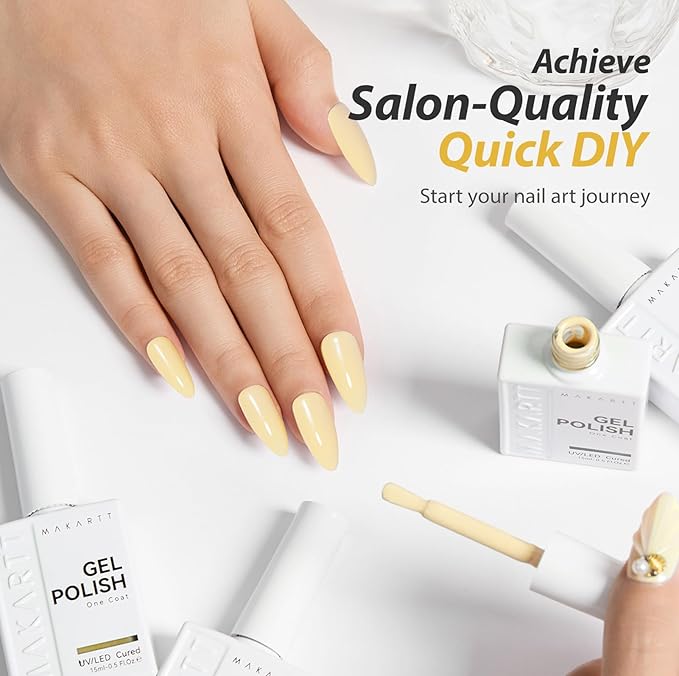 Makartt Pastel Gel Nail Polish Set: 6 Colors Spring Summer Collection Nail Polish Kit 15ML One N'Done Baby Blue Green Yellow Purple Red Soak Off UV LED Nail Art Manicure Gift for Women