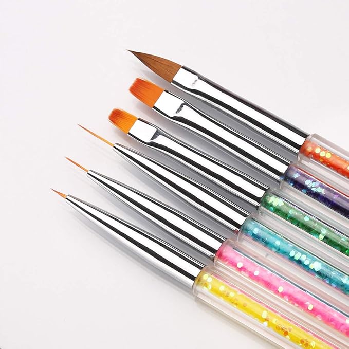 6PCS Nail Art Brushes,Double Ended Nail Liner Brush Dotting Pen Nail Art Point Drill Drawing Tools,Double Ended Nail Art Brushe for DIY Nail Art Designs (Style A)