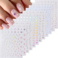 12 Sheets Star Nail Stickers 3D Self Adhesive Aurora Heart Nail Decals Moon Glitter Design Nail Stickers Nail Art Supplies for Women DIY Manicure Acrylic Decoration