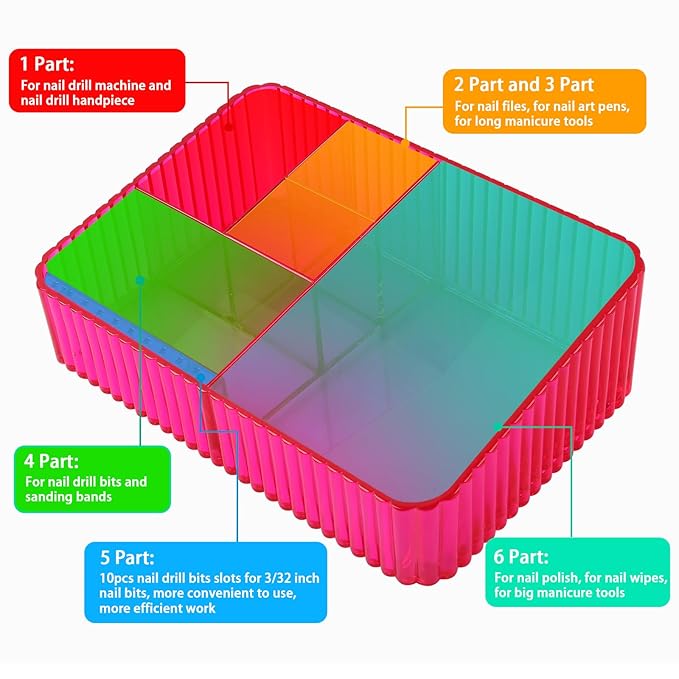 Nail Drill Machine & Bits Storage Box, 10 Holes Transparent Acrylic Drill Bit Holder, Plastic Nail Drill Tool Displayer Holder Case for Nails, Nail Drill Grinding Bit Organizer(Rose)