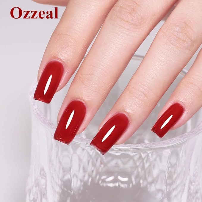 Jelly Gel Nail Polish, Burgundy Red Jelly Nail Polish Gel Translucent Fall Winter Nail Gel Polish Sheer Soak off UV LED for Nail Art DIY Manicure 0.5 Fl Oz