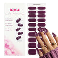 Purple Glitter Semi Cured Gel Nail Strips 20Pcs Gel Nail Stickers Polish Nails Wraps UV/LED Light Needed Glossy Nails Polish Strips for Women Includes Prep Pads, File, Wooden Cuticle Stick