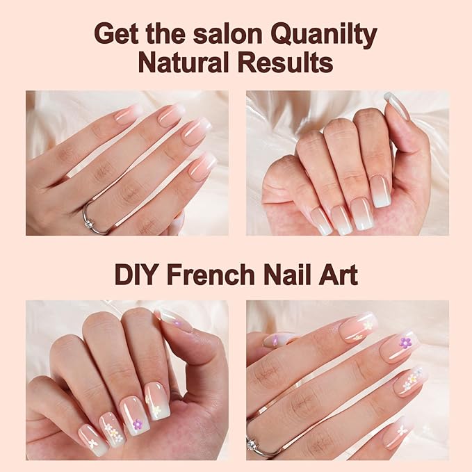 Vansiho Ombre Gel Nail Tips, 150Pcs Peach Gradient Short Square Press on Nails, Soft Gel Nails False Nail, Acrylic Fake Nails for Nail Art DIY 15 Sizes