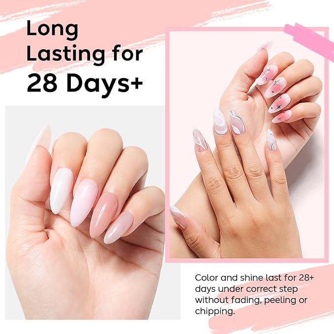 Nicedeco Hema Free Rubber Base Gel Polish for Nails Cruelty Free Vegan 6 Pcs Rubber Gel Nail Strengthener Nude Pink Nail Gel Polish Set 33