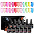 12 Colors Jelly Gel Nail Polish Set Crystal Neon Gel Polish Pastel Pink Blue Green Transparent Rainbow Manicure Kit Gift for Women Girls 8ML