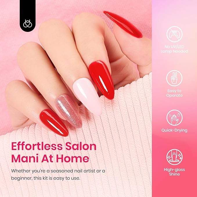 Beetles Dip Powder Nail Kit 36pcs 20 Colors Nude Hot Pink Red Glitter White Dip Nails Powder Starter Kit with Base Top Coat Activator Cuticle Oil Nail Set for Women Alluring Sweetie Collection