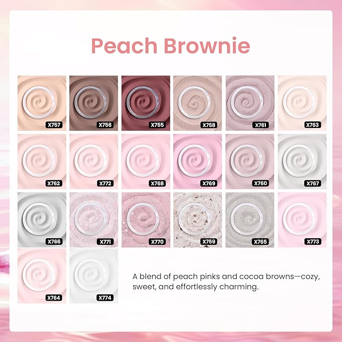Beetles Dip Powder Nail Kit, 20 Colors Brown Nude Pink Purple Gray Clear Glitter Nail Dipping Powder with Electric Nail Drill and Dip Powder Liquid Set for Nail Art Manicure Peach Brownie Collection