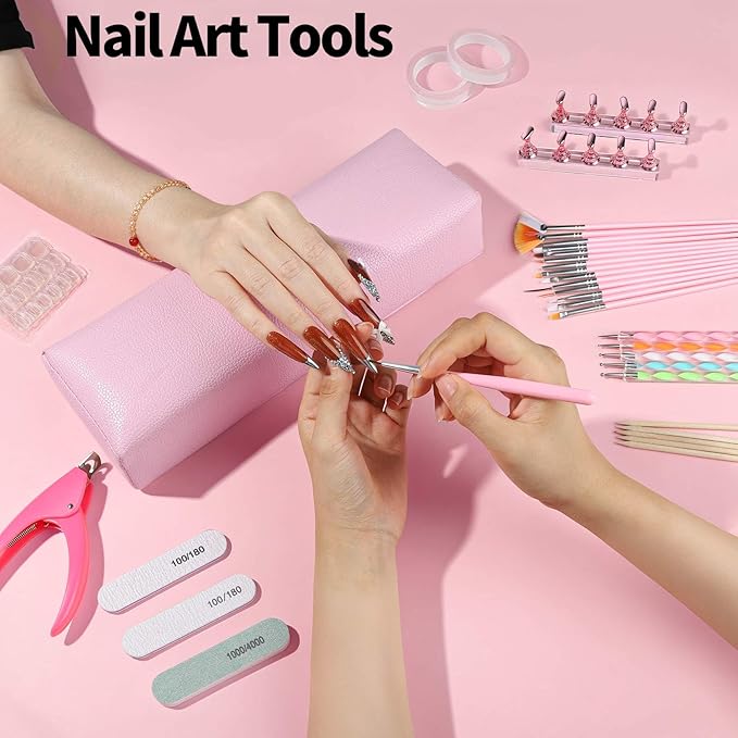 FANDAMEI Nail Art Tools, Nail Tools For Nail Art, Press On Nail Design Tools, Nail Art Kit With Nail Brush, Nail Tools, Nail Stand, Nail Cutters For Nail Tips, Acrylic Nail Clippers