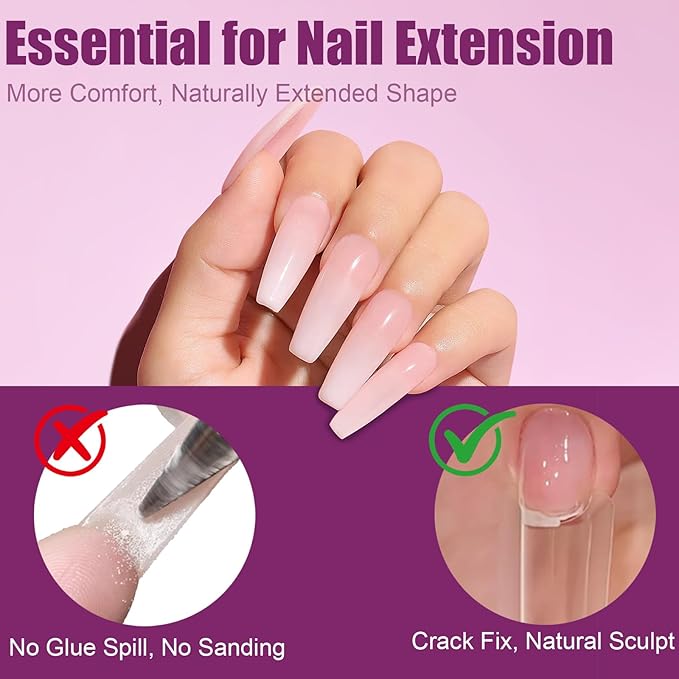 280 Pcs Original Sandwich Nails Dual Form with Guide Lines Long Square Nail Mold for Builder Gel Nail Extensions Art Design Salon DIY at Home