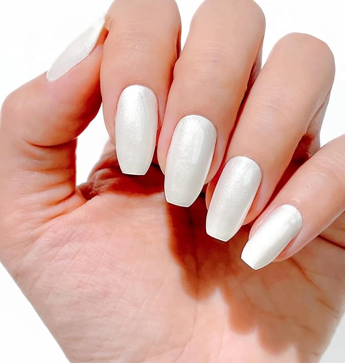 Semi Cured Gel Polish Strips | 24pc UV LED Required Wraps | Gift Peel and Stick Nails | Coquette DIY Home Manicure | Press On Alternative (Chill Pearl)