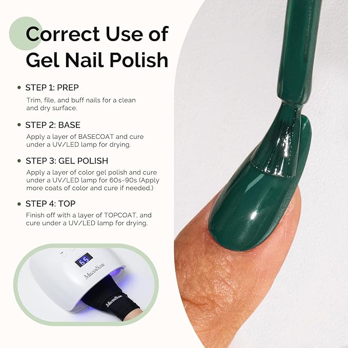 MelodySusie Hema Free Gel Nail Polish, 0.5 Fl Oz Thick Green Gel Polish, Non Toxic, Long Lasting, Soak Off UV Nail Polish, Manicure Nail Design Salon DIY Nail Art at Home 348