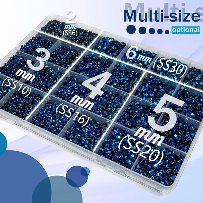 Ink Blue Resin Rhinestones w B7000 Glue for Bedazzling Crafting 2mm-6mm Montana Flatback Jelly Stones Navy Blue Diamonds Gems Bedazzler Kit for Nails Face Eyes Makeup Tumblers Bottles Crafts