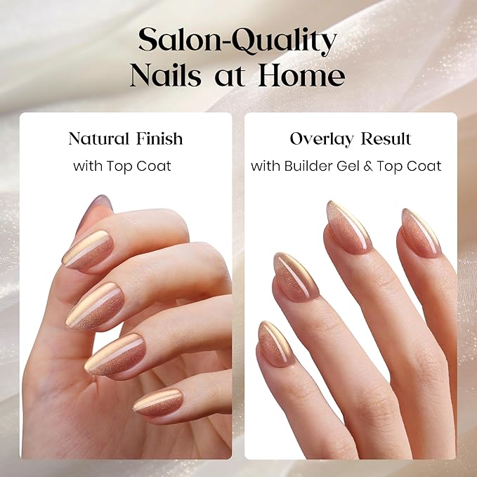 Beetles Motion Glow Nail Tips, Cat Eye Short Almond Nail Tips Set, Full Cover Fake Nail Tips Soft Nail Gel Extensions for Nail Art, 160PCS 16 Sizes, Salon Quality Look DIY Manicure Luster Glow