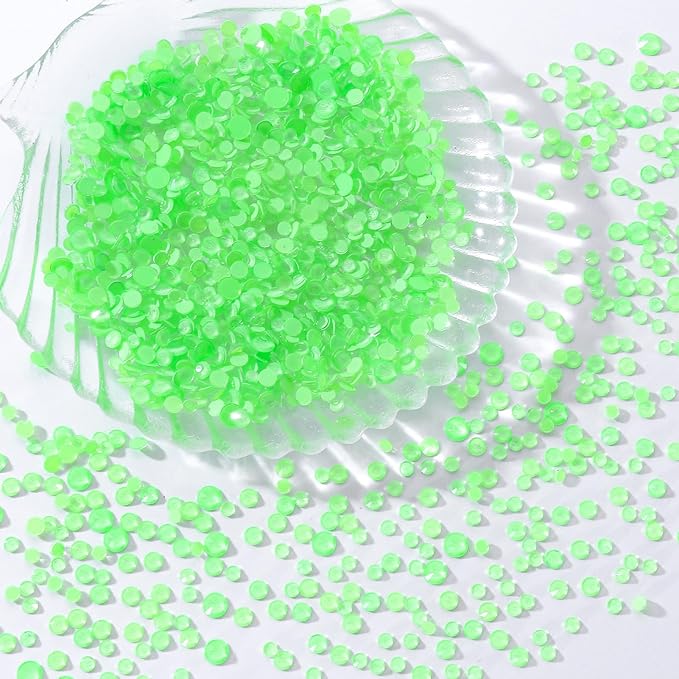 Mocha Lt.Green Flatback Rhinestones, Glass Rhinestones for Nail Art and Craft, Glue Fix, Loose Crystal Gemstones(Mocha Lt.Green, SS8, 1440pcs, 2.3-2.5mm)
