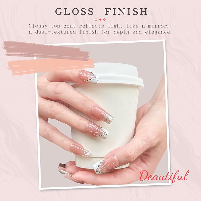 Luxury Handmade Press-on Nail Art – 3D Rhinestone Silver Glitter False Nails，Nude Gradient French Acrylic Nails， Reusable Self-Adhesive White Fake Nails.(S-10PCS)