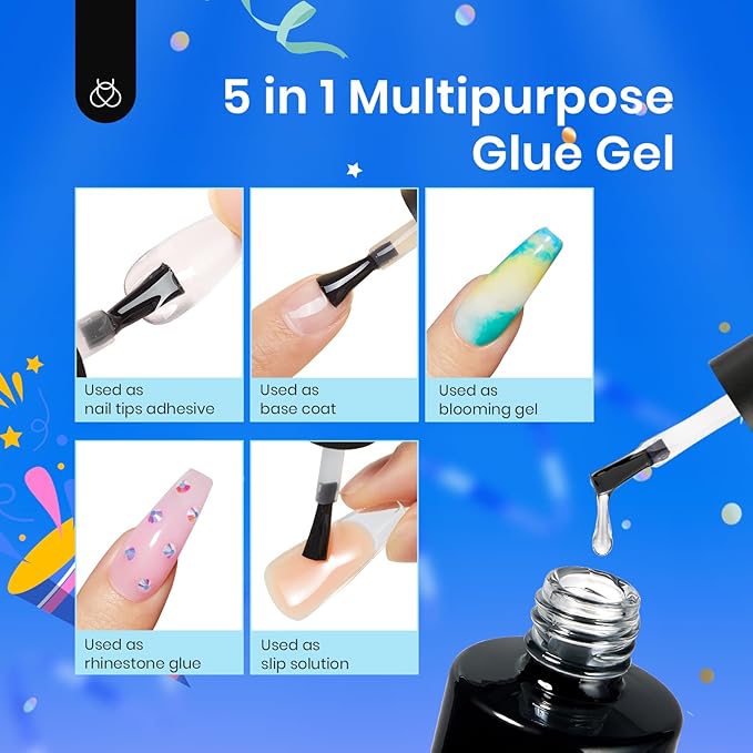 Beetles Gel Nail Kit Etch-X, Almond Medium, 500pcs 12 Sizes, with 5 in 1 Glue Mini Lamp, Pre-Etched Half Matte Acrylic Nail Kit Fake Nail for Home DIY Extension Set