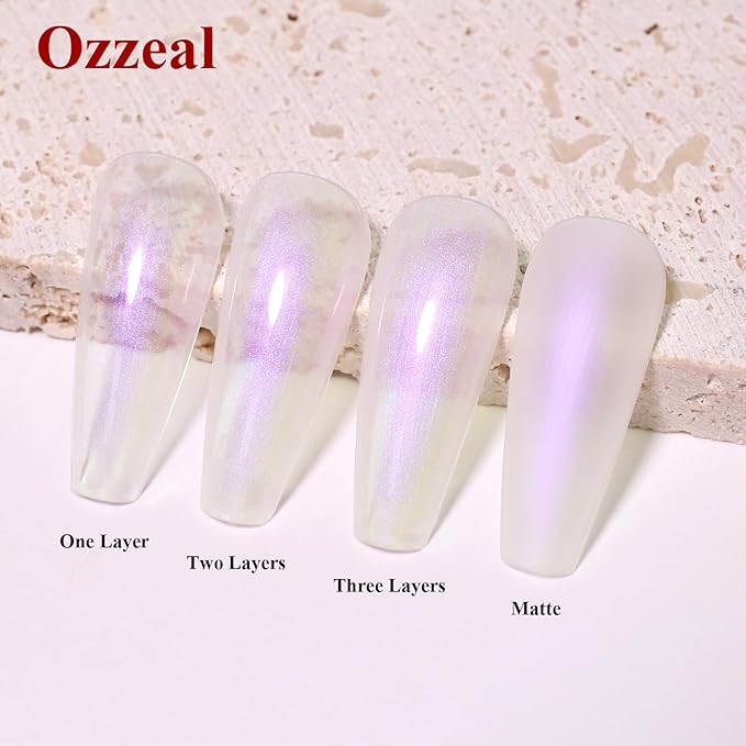 Pearl Gel Nail Polish, Purple Transparent Shimmer Shell Nail Gel Polish Glitter Mermaid Iridescent Pearlescent Sparkle Spring Summer Soak Off Led UV Manicure 15ML