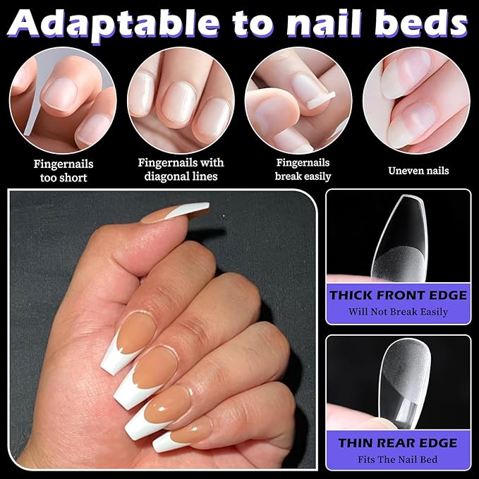 LoveOurHome 600pc Medium Coffin Nail Tips Clear Fake Nails Coffin Gel Nail Tips Full Cover Acrylic Nails Clear Press on Nails Medium False Nail 15 Sizes Fingernail for Gel Nail Tip Extension