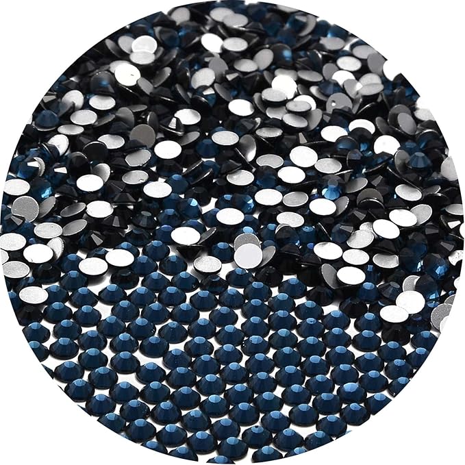 NCB 3000pcs Flatback Round Glass Nail Art Rhinestones Crystal for DIY Making Accessories Shoes, Clothes, Face Art, Bags, Manicure (Montana, SS3 3000pcs)