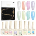 CANNI Gel Polish Glitter Gel Nail Polish Set, 8 Colors Sugar Silver Pink Orange Green Blue Shiny Glitter Gel Polish U V LED Soak Off Fairy Manicure Kit Gift for Women Girls