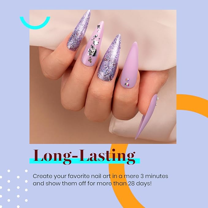 Beetles Purple Gel Polish - Grape Vine 6 Colors Purple Lavender Dark Lilac Glitter Pink Nail Polish Soak Off Uv LED Gel Nail Kit Salon Diy Nail Art Manicure Home Valentines Spring Gifts for Women