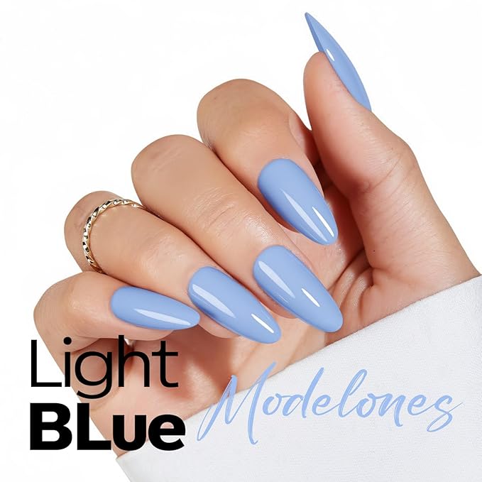 modelones Powder Blue Gel Nail Polish Ligh Blue Pastel Nail Poish Soak Off Pastel U V DIY Gel Nail Manicure 15 ML