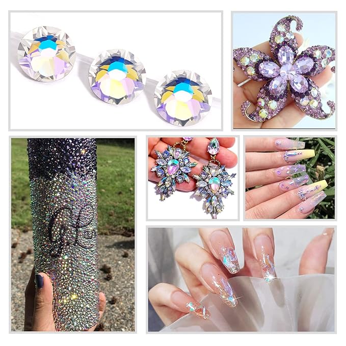 Novani Moon Night Rhinestones 1440pcs Flat Back Round Rhinestone Style 2088 Sparkly Crystal Gemstones for Nail Art and Crafting SS20,4.6-4.8mm