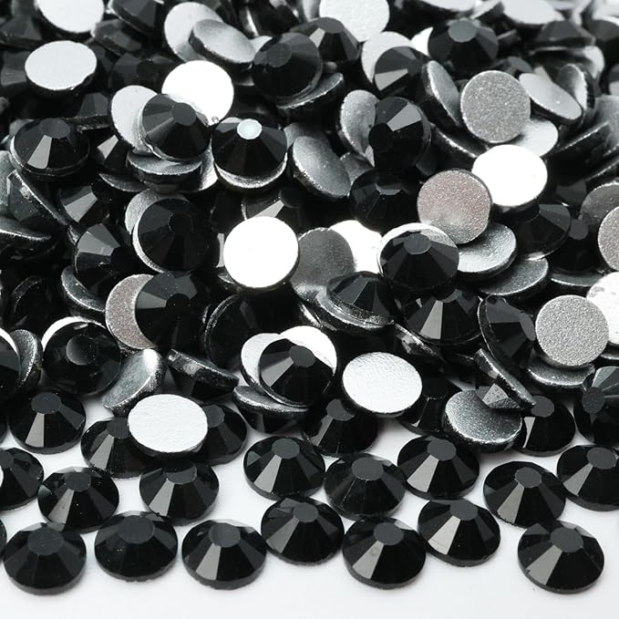 Flatback Glass Rhinestones,Bedazzler Gems 1440pcs Non Hot fix Rhinestones for Nail Charms Crafts Clothes Tumblers,Black,SS10