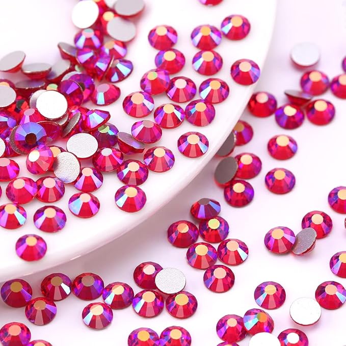 Novani Rhinestones 3000Pcs Flatback Crystal Round Loose Gemstones Glass Rhinestones for Crafts Makeup Nail Art Clothes Shoes DIY Decorations(SS10, 2.7-2.9mm,Light Siam AB)