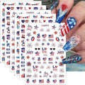 6Pcs/Celebrate 4th of July Nail Stickers for Nail Art Set - Independence Day Fireworks USA America UK Flags Adhesive Nail Art Sticker Decals DIY Patriotic Manicure Sliders Decorations Supplies