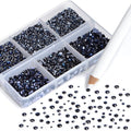 NCB Hotfix Iron on 8000pcs Crystal Rhinestones Round Gem for Crafts Decoration DIY Jewelry Making with a Picking Pen (Montana, 6Sizes SS3-SS12)