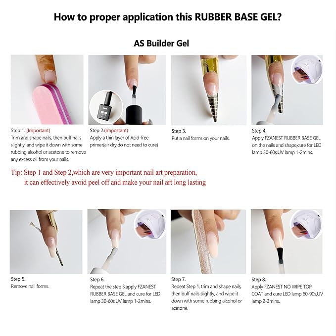 FZANEST Milky Pink Gel Nail Polish, Builder Rubber Base Gel for Nails Strengthener Extension Building Aprex Natural Nails Brush On Builder In a Bottle UV LED