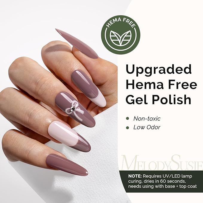 MelodySusie Hema Free Gel Nail Polish, 0.5 Fl Oz Thick Deep Rosy Nude Gel Polish, Non-Toxic, Long Lasting, Soak Off UV Nail Polish, Manicure Nail Design Salon DIY Nail Art at Home K0579