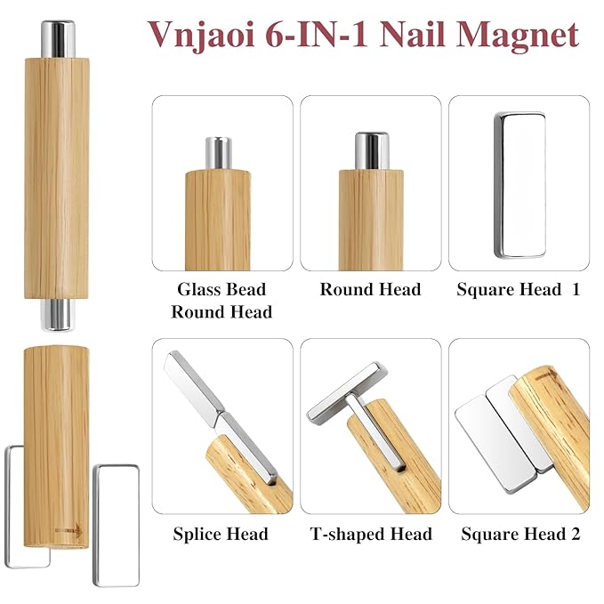 Multifunctional Nail Magnet,Cat Eye Magnetic for Nails,Detachable Design with Solid Wood Shell Protection,Strong Magnet for nails Salon Art Tools(Original Wood)