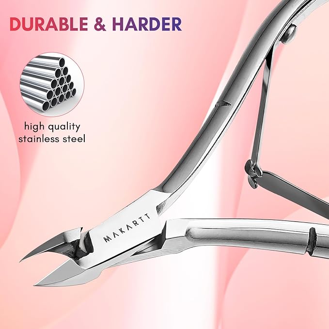 Makartt Cuticle Nipper, Full Jaw Sharp Nail Trimmer Cutter for Care & Prep, Manicure Kit for Home and Salon Use (Silver, Pack of 1)