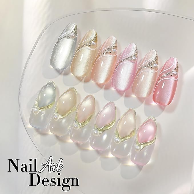 Double Rhythm 0.5 Oz Cat Eye Gel Polish with Magnet Same Color Same Bottle Holographic Glitter Shimmer Translucent Color Salon 15 ML Magnetic Nail Art (Clear Silver-MC1147)